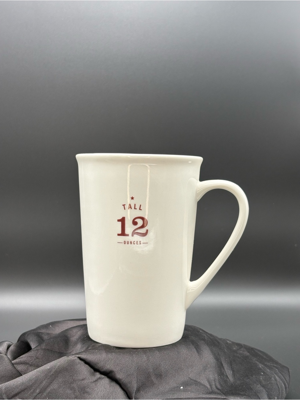 Starbucks Tall Ceramic Mug - Cream with Red Print